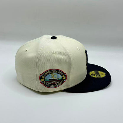 White Black Los Angeles Dodgers 50TH Anniversary SP Fitted Hat Fitted Cap - view 2