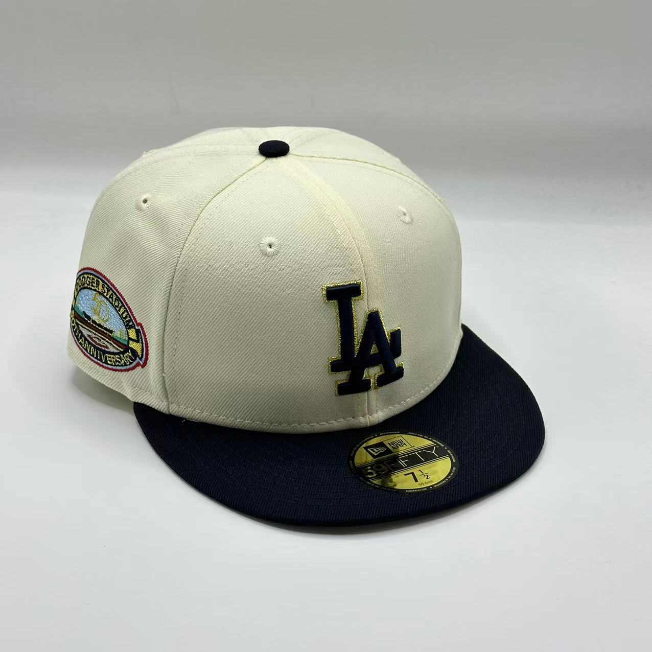 White Black Los Angeles Dodgers 50TH Anniversary SP Fitted Hat Fitted Cap