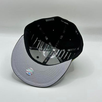 Black Los Angeles Dodgers 100th Anniversary Fitted Hat Cap - view 5