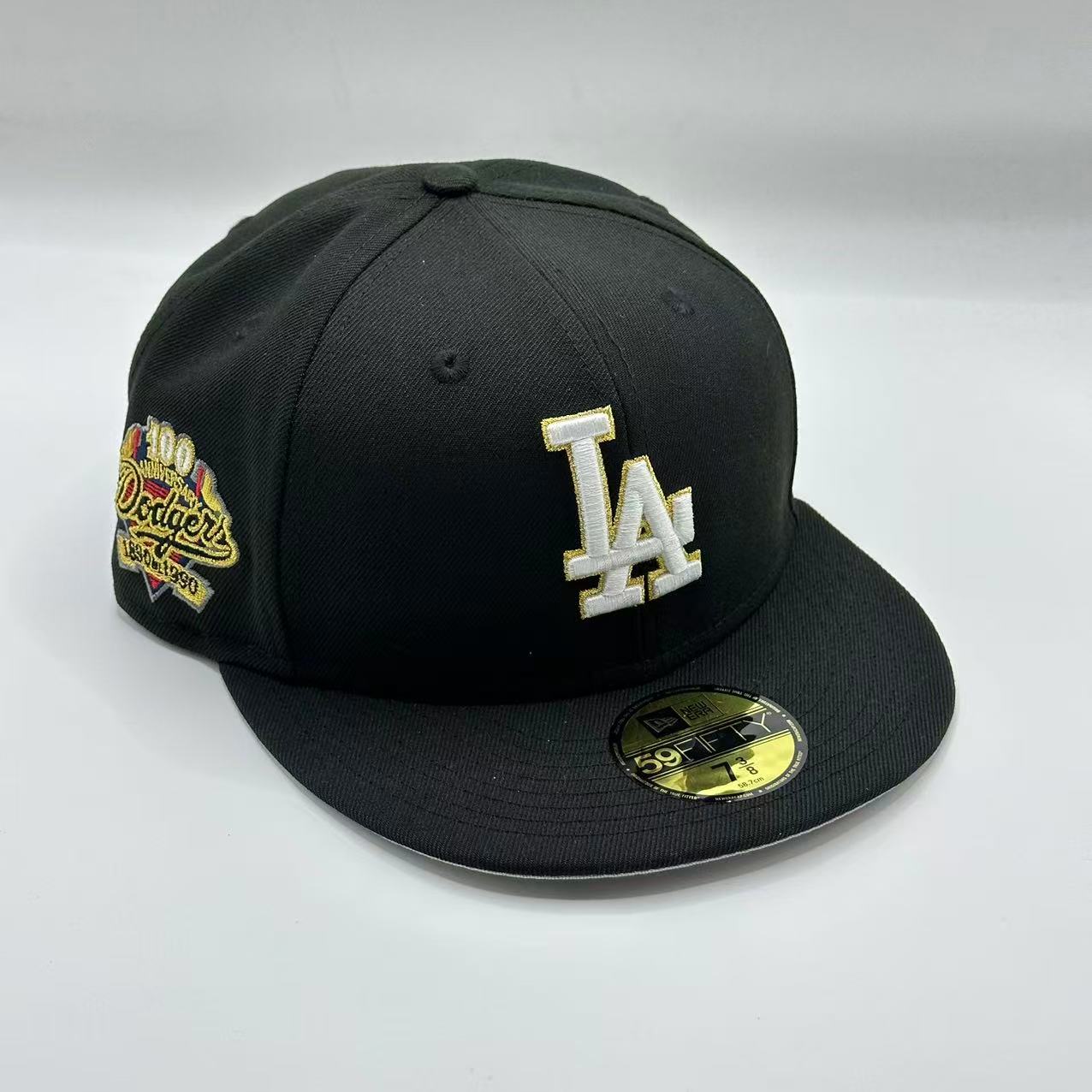 Black Los Angeles Dodgers 100th Anniversary Fitted Hat Cap