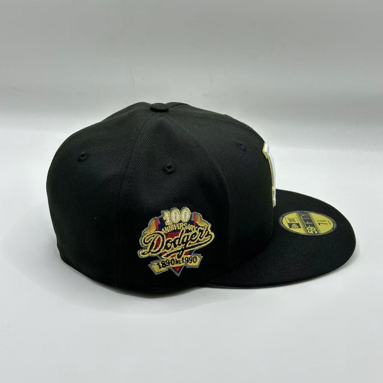 Black Los Angeles Dodgers 100th Anniversary Fitted Hat Cap - view 2