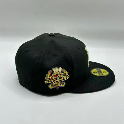Black Los Angeles Dodgers 100th Anniversary Fitted Hat Cap - view 2