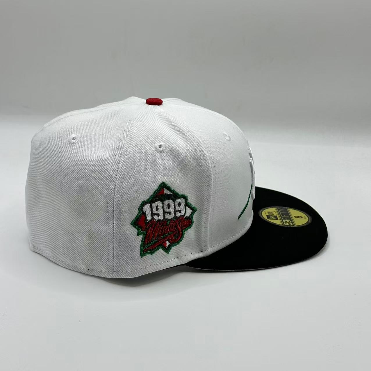 White Black Flowery New York Yankees World Series 1999 SP Fitted Hat Fitted Cap