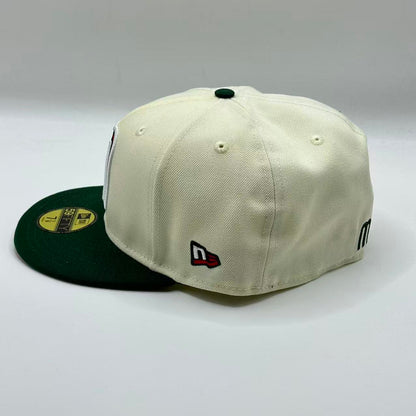 White Green Mexico Fitted Hat Fitted Cap