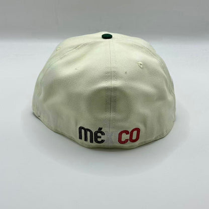 White Green Mexico Fitted Hat Fitted Cap