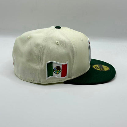White Green Mexico Fitted Hat Fitted Cap