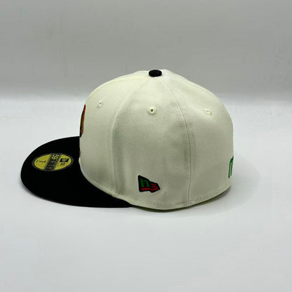 White Black Mexico With Bird Fitted Hat Fitted Cap - view 4
