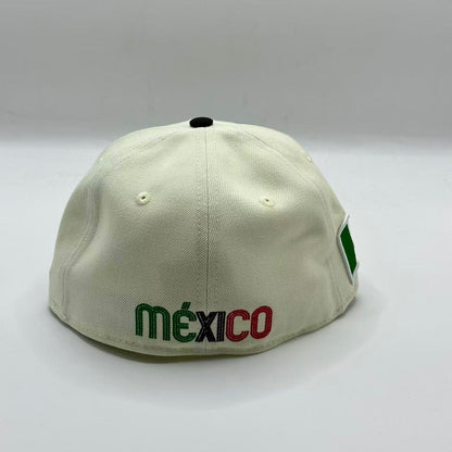 White Black Mexico With Bird Fitted Hat Fitted Cap