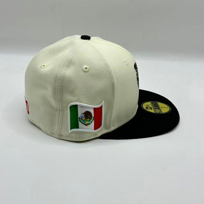 White Black Mexico With Bird Fitted Hat Fitted Cap - view 2