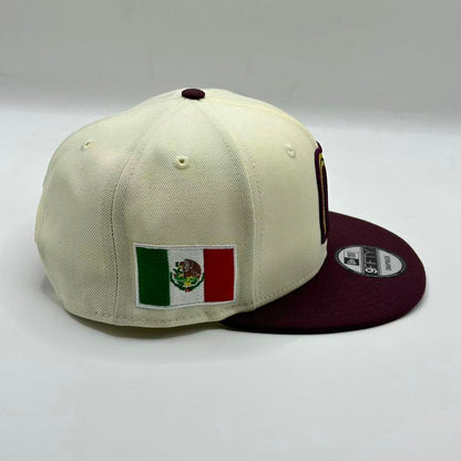 White Maroon with Mexico Flag Snapback