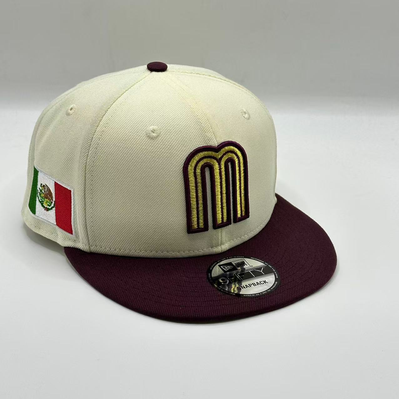 White Maroon with Mexico Flag Snapback