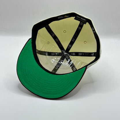 White Maroon with Mexico Flag Fitted Cap