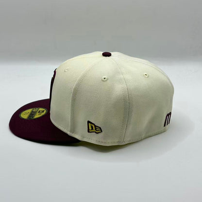 White Maroon with Mexico Flag Fitted Cap
