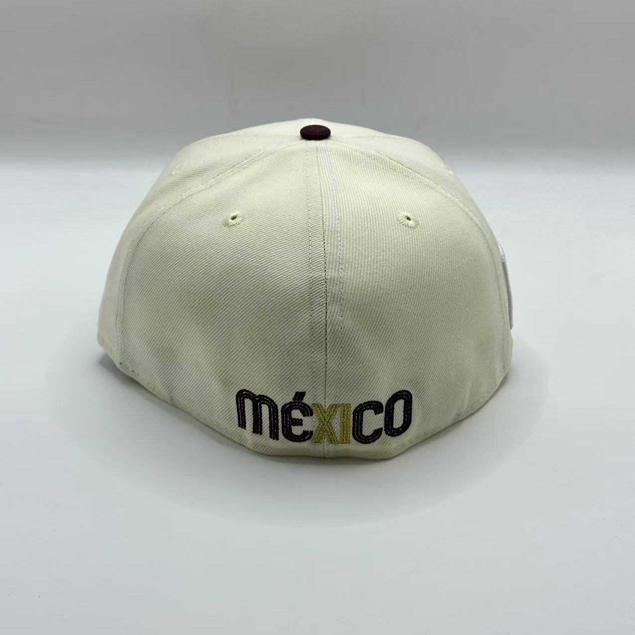 White Maroon with Mexico Flag Fitted Cap