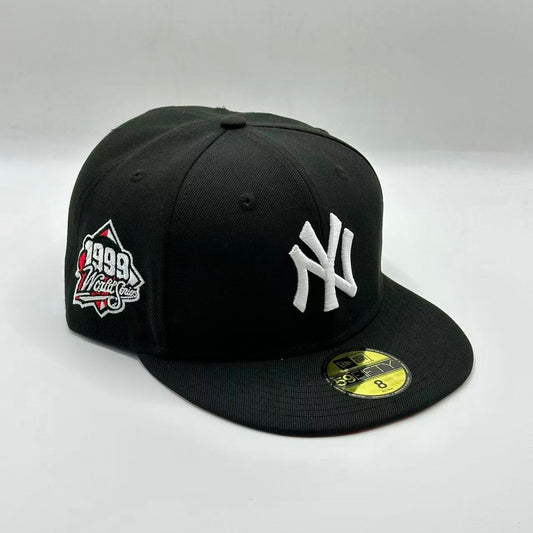 Black Red New York Yankees 1999 World Series Fitted Hat Cap