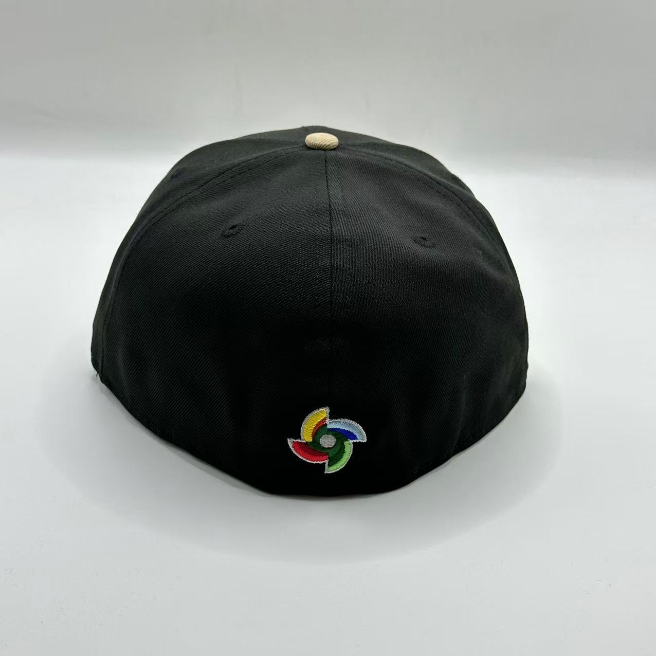 Black Brown Mexico Flag Fitted Hat Fitted Cap
