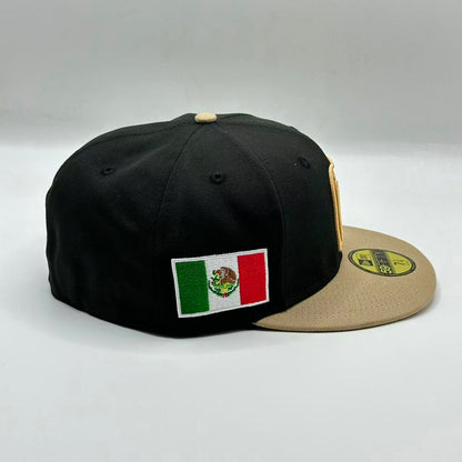 Black Brown Mexico Flag Fitted Hat Fitted Cap