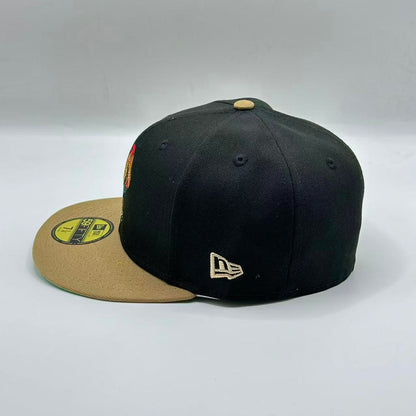 Black Brown Mexico With Bird Fitted Hat Fitted Cap - view 2