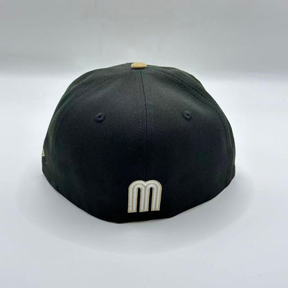 Black Brown Mexico With Bird Fitted Hat Fitted Cap - view 3