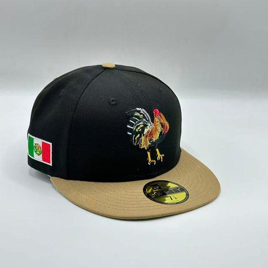 Black Brown Mexico With Bird Fitted Hat Fitted Cap