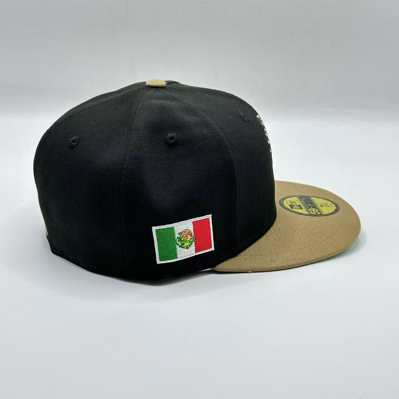 Black Brown Mexico With Bird Fitted Hat Fitted Cap - view 4