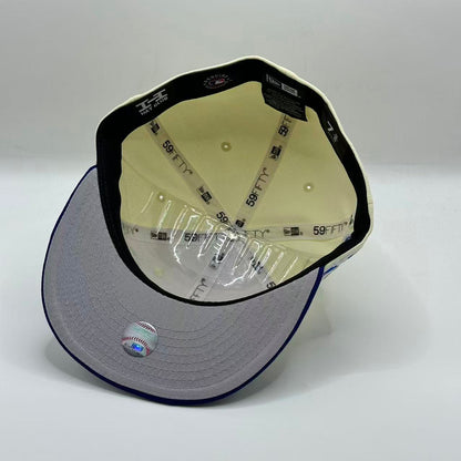 White Blue Los Angeles Dodgers Shohei Ohtani Cartoon Fitted Hat Cap