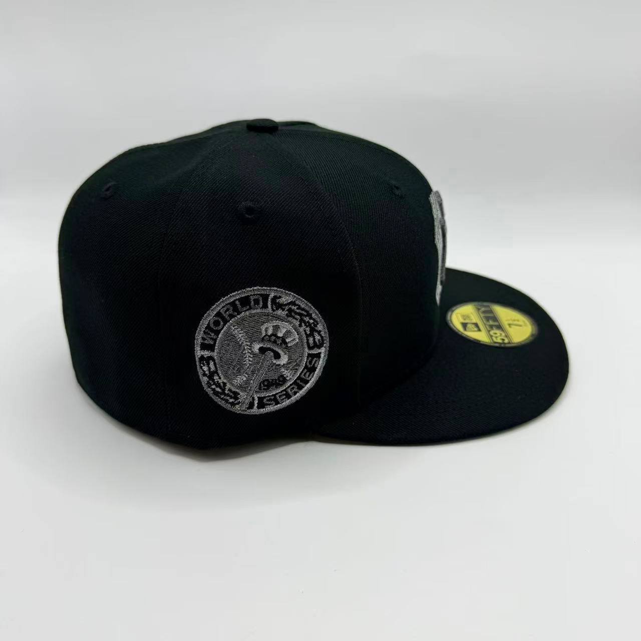 Black Metallic New York NY Yankees 1949 World Series Fitted Hat Cap - view 2