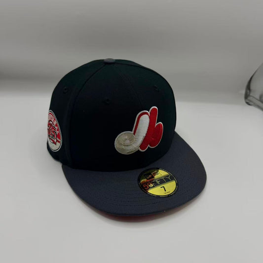Black Grey Montreal Expos 35th Anniversary Fitted Hat Cap