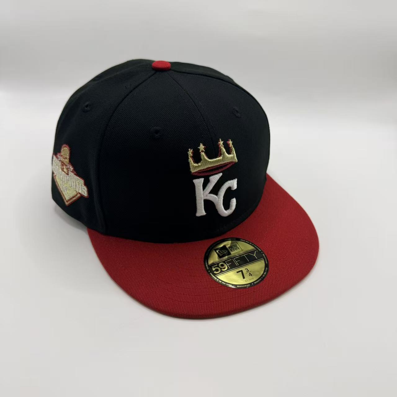 Black Red Kansas City KC Royals 2015 World Series Champions New Era Fitted Hat Cap