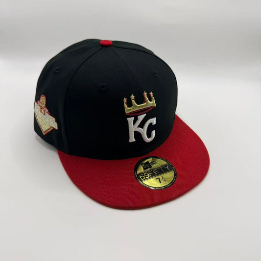 Black Red Kansas City KC Royals 2015 World Series Champions Fitted Hat Cap