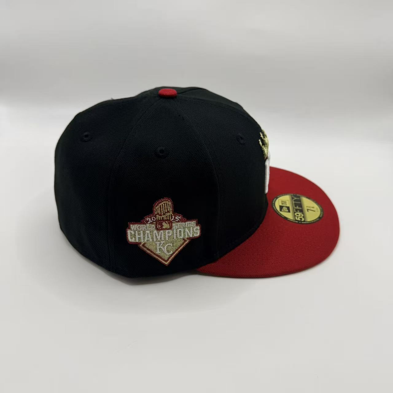 Black Red Kansas City KC Royals 2015 World Series Champions New Era Fitted Hat Cap - view 2