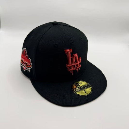 Black Red Los Angeles LA Dodgers Bloody 40th Anniversary Fitted Hat Cap