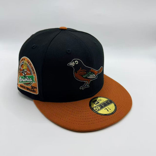 Black Orange Baltimore Orioles 30th Anniversary Fitted Hat Cap