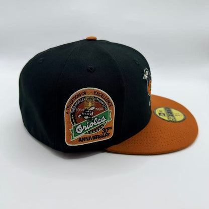 Black Orange Baltimore Orioles 30th Anniversary New Era Fitted Hat Cap - view 2