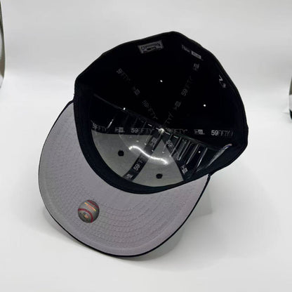 Black Navy New York Mets Shea Stadium Patch Script New Era Fitted Hat Cap - view 4