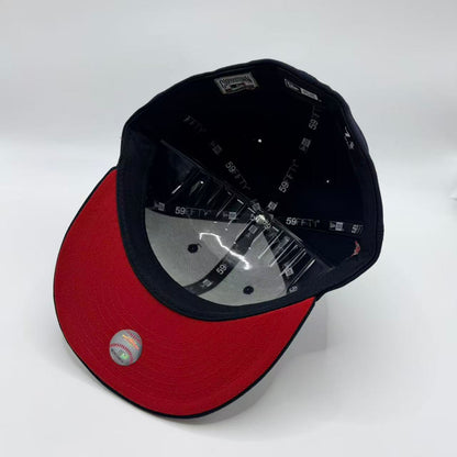 Navy Blue New York Yankees Cascading 75 Years New Era Fitted Hat Cap - view 4