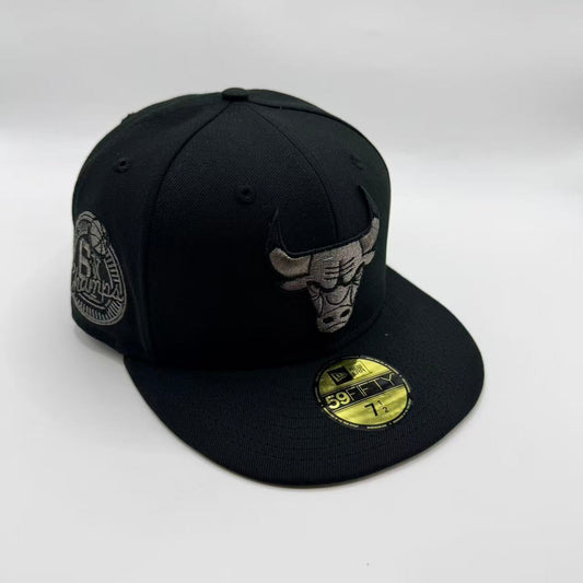 Black Metallic Chicago Bulls 6x Champions Fitted Hat Cap