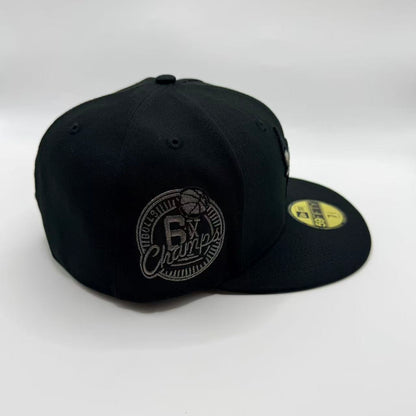 Black Metallic Chicago Bulls 6x Champions New Era Fitted Hat Cap - view 2