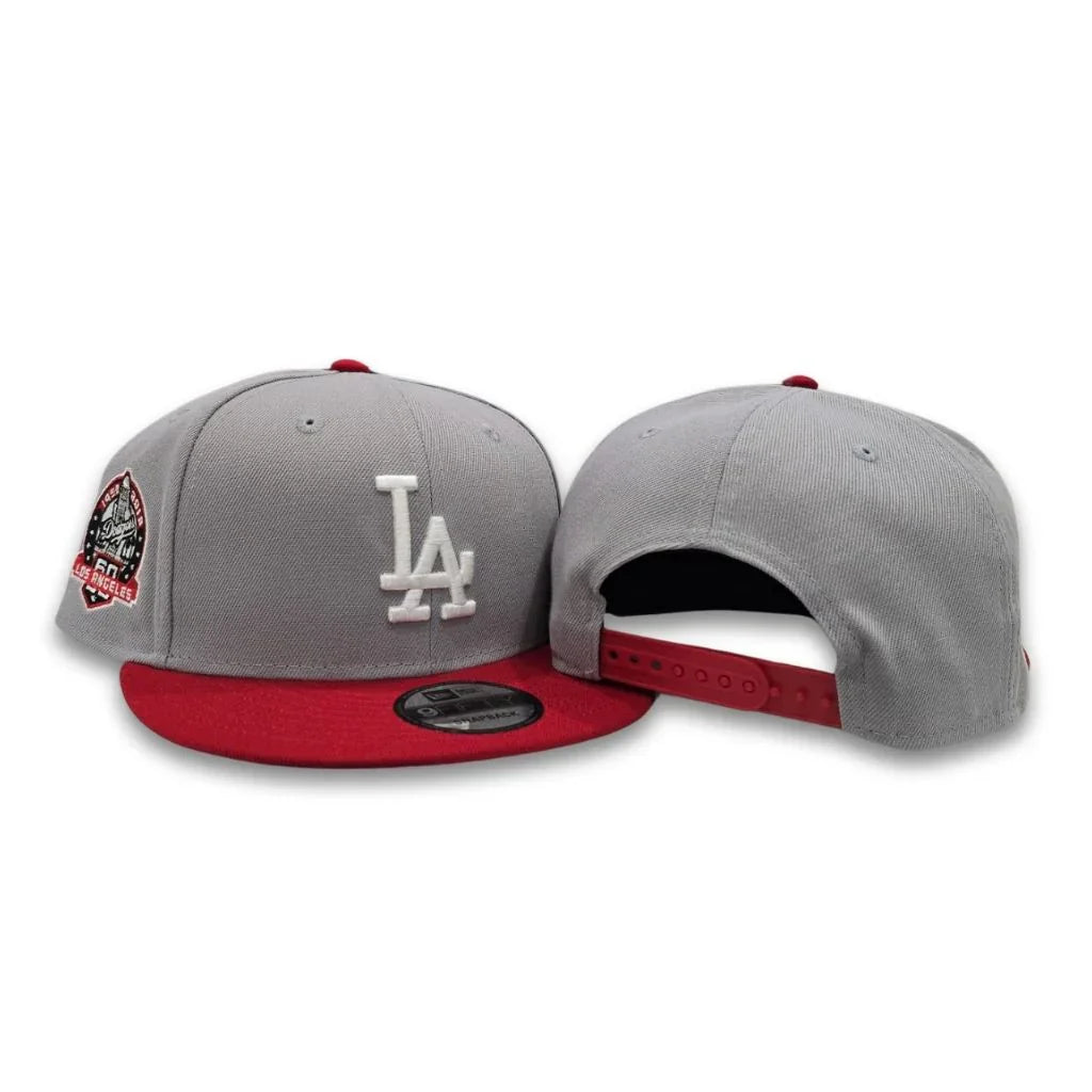 Grey Red Los Angeles LA Dodgers 60th Anniversary Snapback Hat - view 4