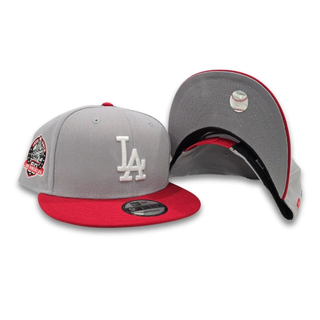Grey Red Los Angeles LA Dodgers 60th Anniversary Snapback Hat