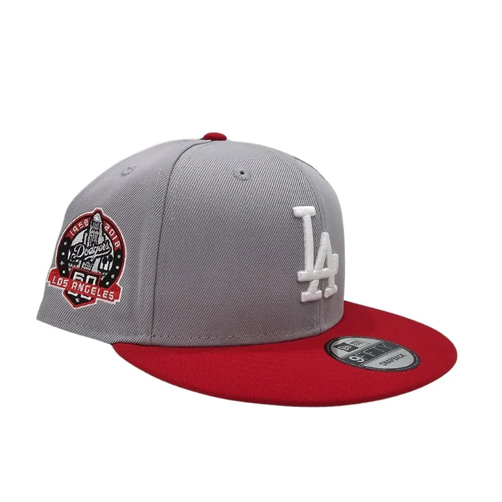 Grey Red Los Angeles LA Dodgers 60th Anniversary Snapback Hat - view 2