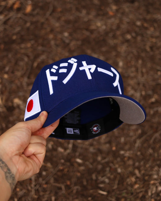 Blue Los Angeles LA Dodgers Kanji Japan Fitted Hat