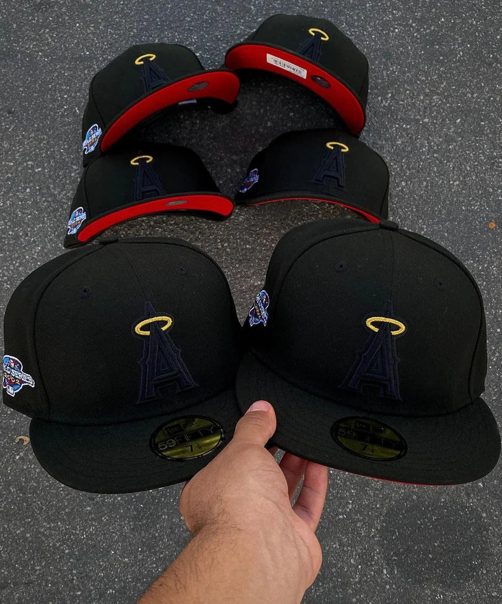 Black Red Los Angeles Angels 2002 World Series Fitted Hat