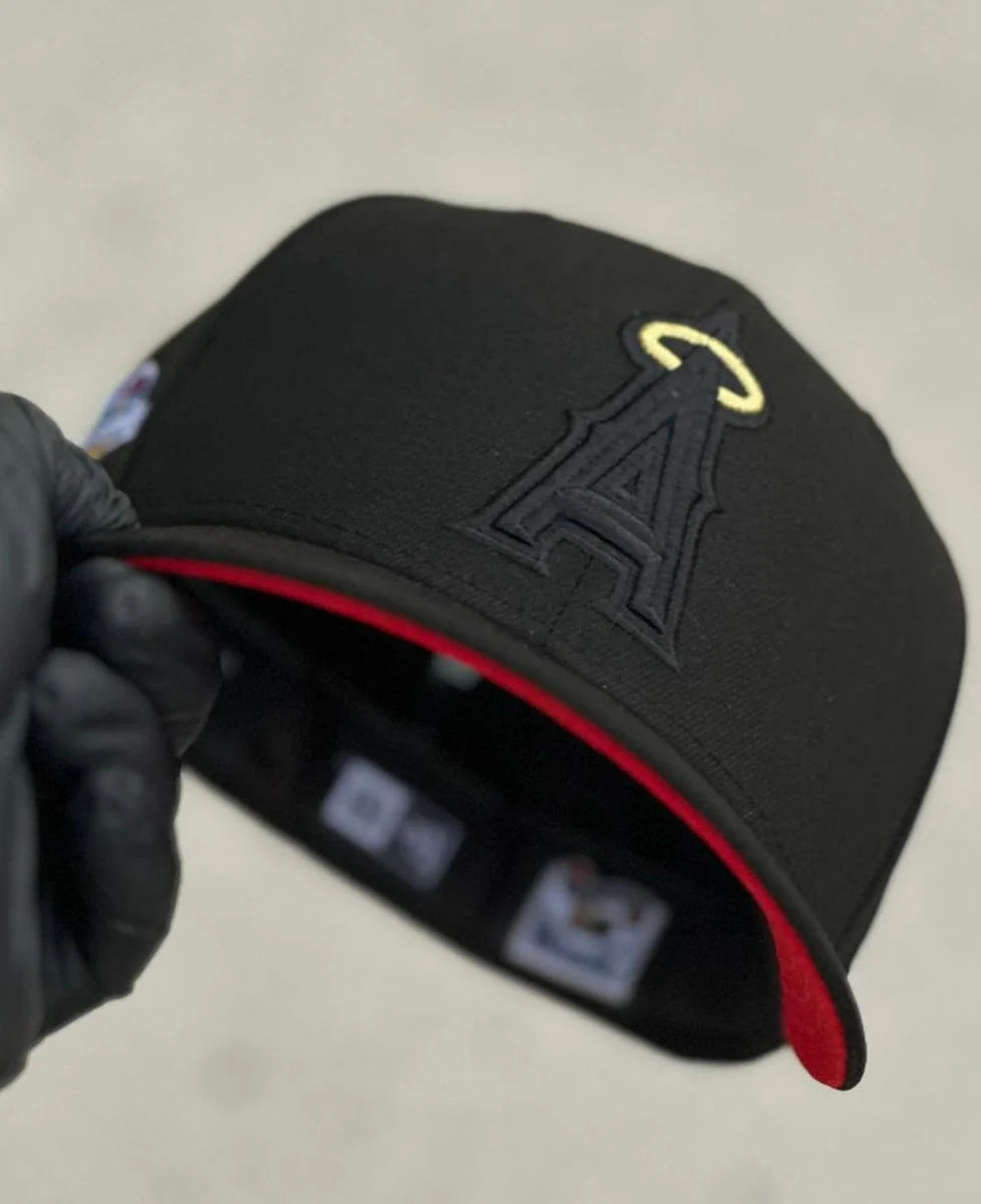 Black Red Los Angeles Angels 2002 World Series Fitted Hat