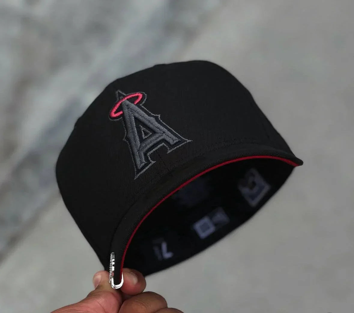 Black Gray Los Angeles Angels 50th Anniversary Fitted Hat - view 6