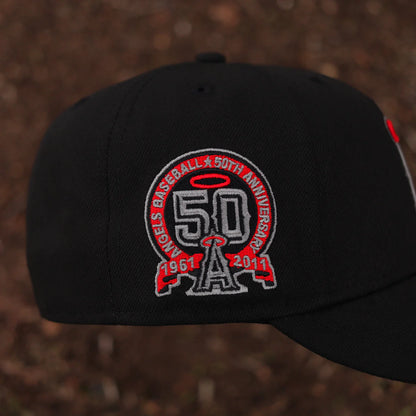 Black Gray Los Angeles Angels 50th Anniversary New Era Fitted Hat