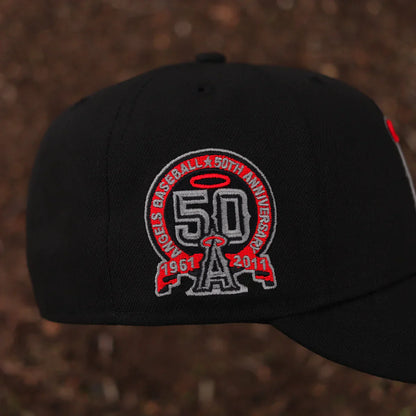 Black Gray Los Angeles Angels 50th Anniversary Fitted Hat - view 4