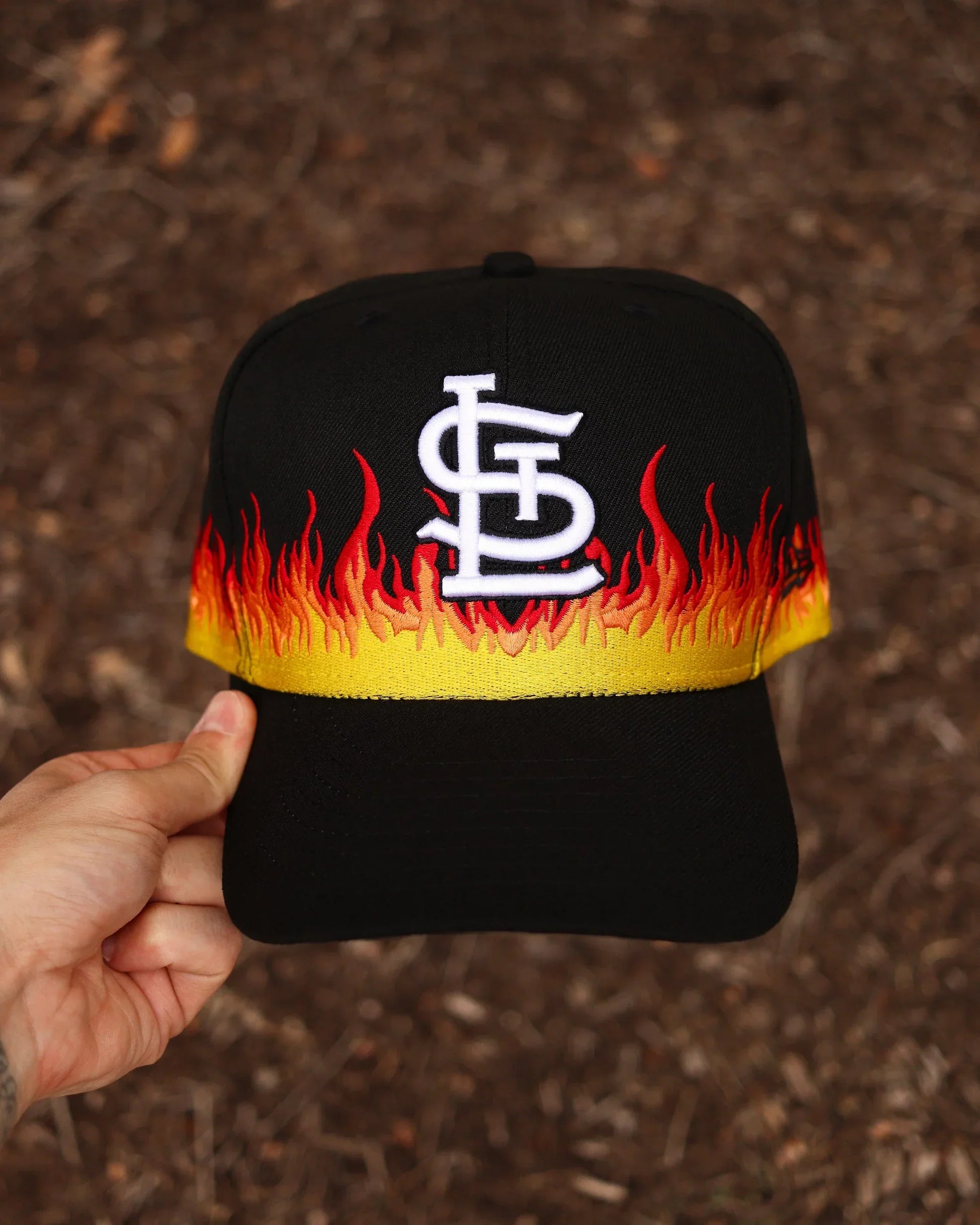 Black St Louis Cardinals Flames Fitted Hat - view 2