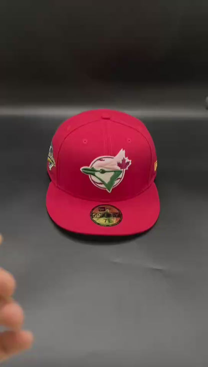Red Pink Toronto Blue Jays 1992 World Series  Fitted Cap