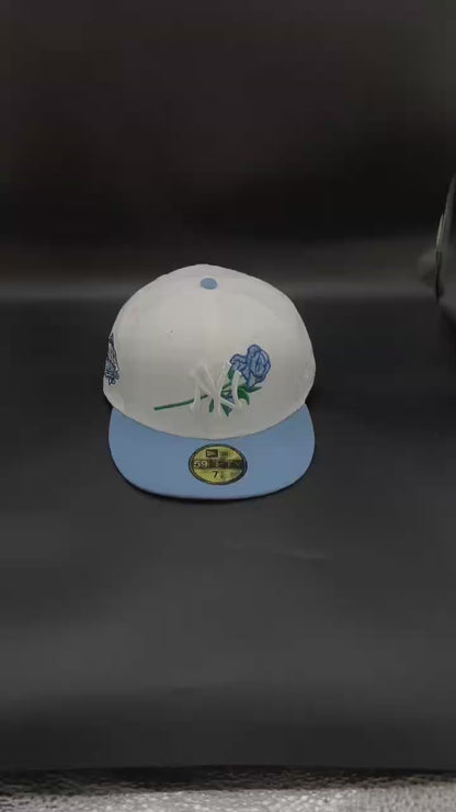 White Light Blue New York Yankees Rose 1999 World Series Fitted Cap